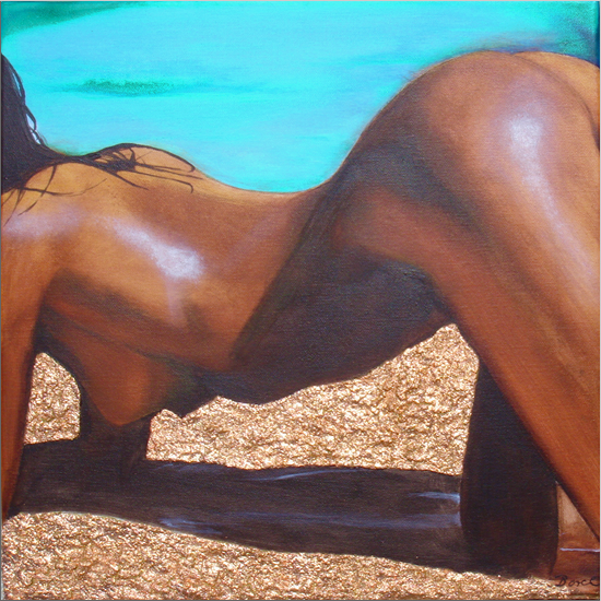 Strandakt_Kupfer_Acrylbild